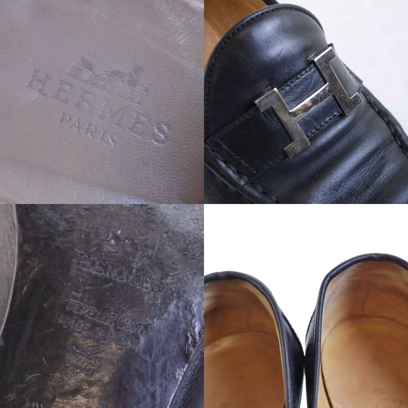 Hermes Loafers Moccasins Constance Logo Leather Shoes