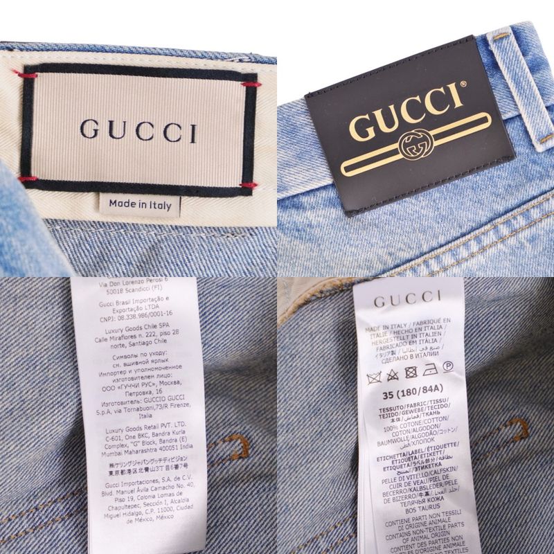 Gucci Pants Denim Cut Off Processing Cotton Bottom Indigo Bull