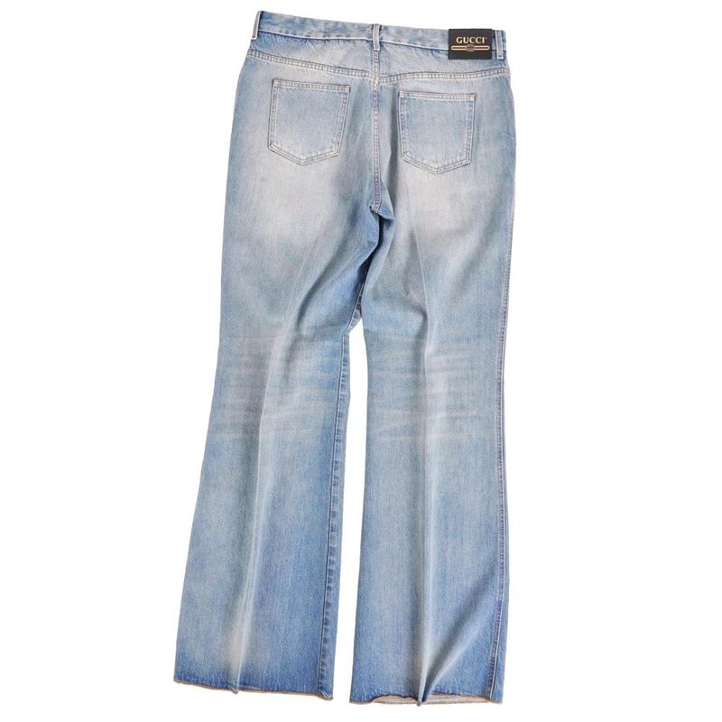 Gucci Pants Denim Cut Off Processing Cotton Bottom Indigo Bull