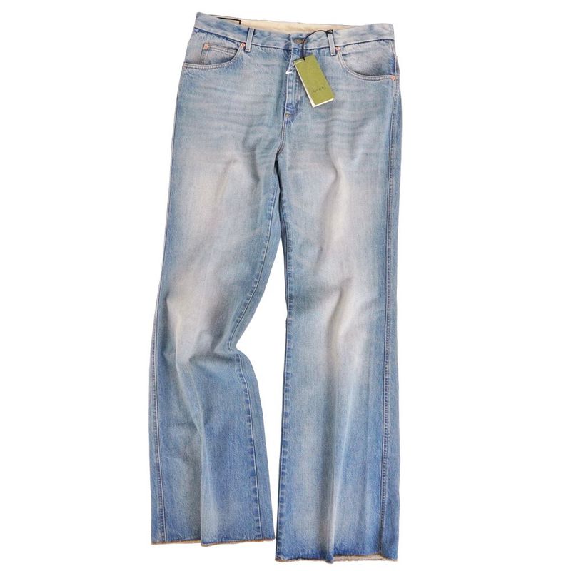 Gucci Pants Denim Cut Off Processing Cotton Bottom Indigo Bull