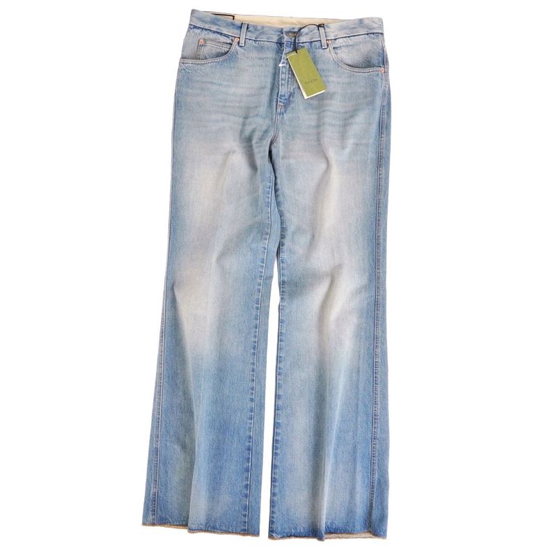 Gucci Pants Denim Cut Off Processing Cotton Bottom Indigo Bull