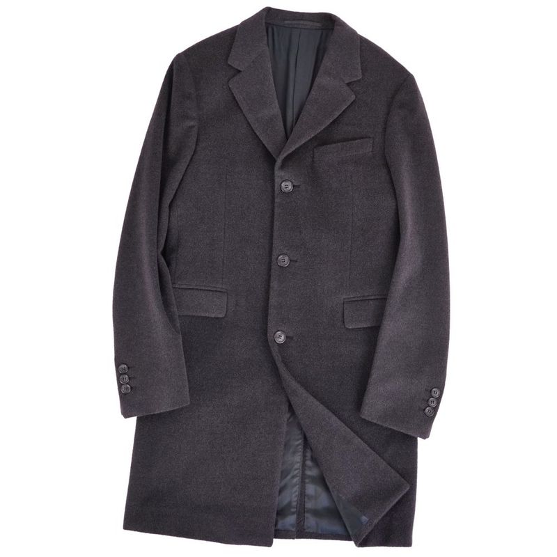 Prada Coat Chester Long Wool Cashmi Dark Gray