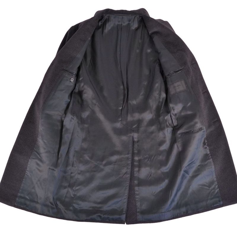 Prada Coat Chester Long Wool Cashmi Dark Gray