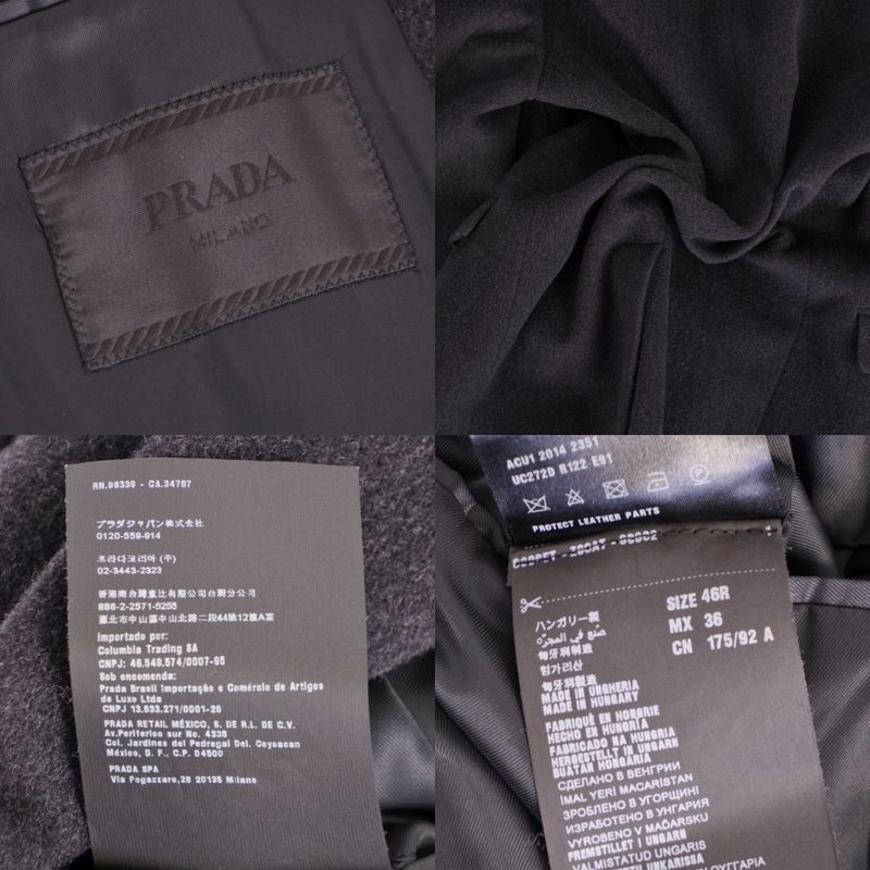 Prada Coat Chester Long Wool Cashmi Dark Gray