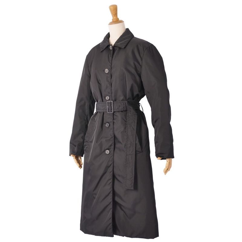 Prada Coat Belted Long Nylon Padded