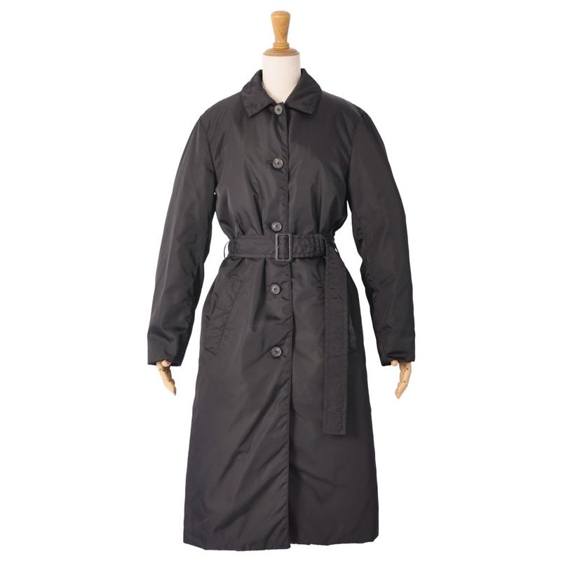 Prada Coat Belted Long Nylon Padded