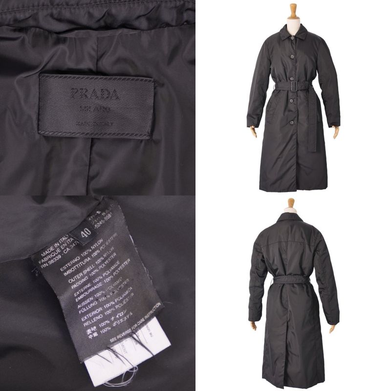 Prada Coat Belted Long Nylon Padded