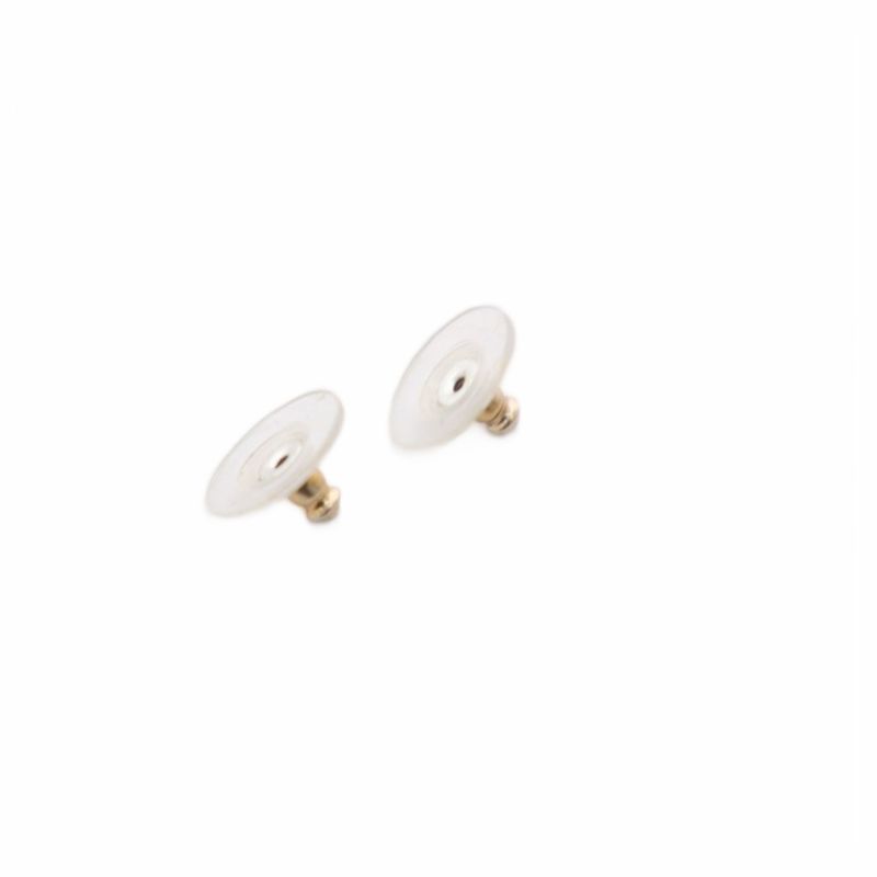 Chanel CC Logo Flower Earrings Gold Color White Black Kh Oh