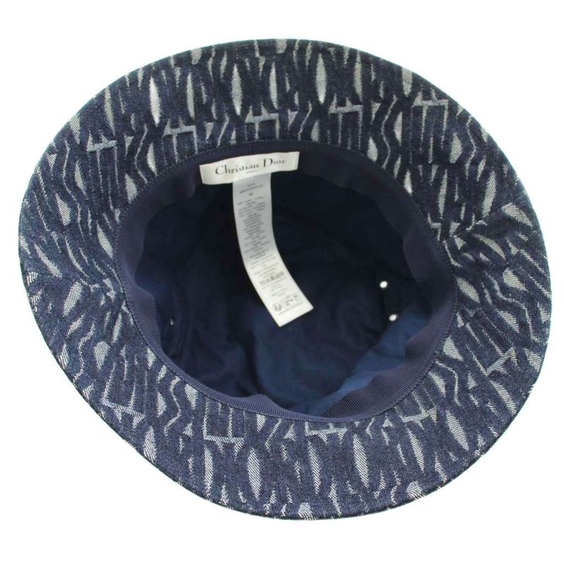 Dior Teddy Allover Small Brim Bucket Hat Denim Logo 58