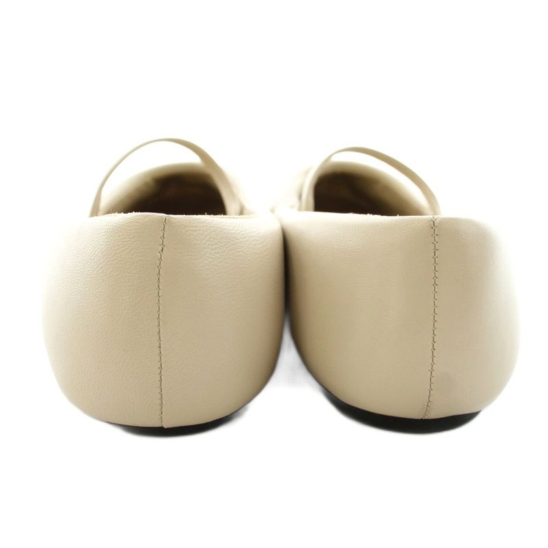 Prada Mary Jane Ballet Shoes Flat Leather 37.5 Light Beige KU