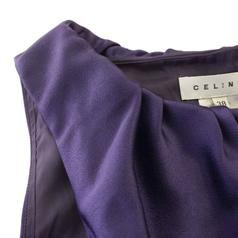 Celine Satin Sleeveless Blouse Top 38 Purple