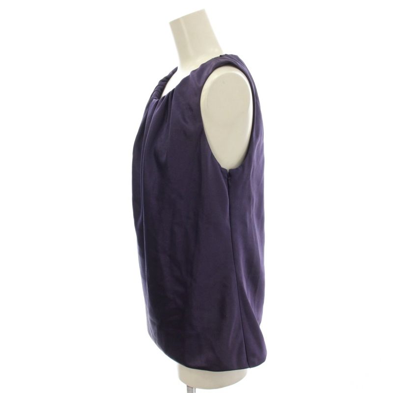 Celine Satin Sleeveless Blouse Top 38 Purple