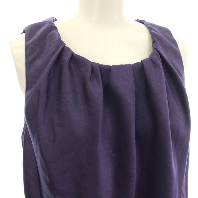 Celine Satin Sleeveless Blouse Top 38 Purple
