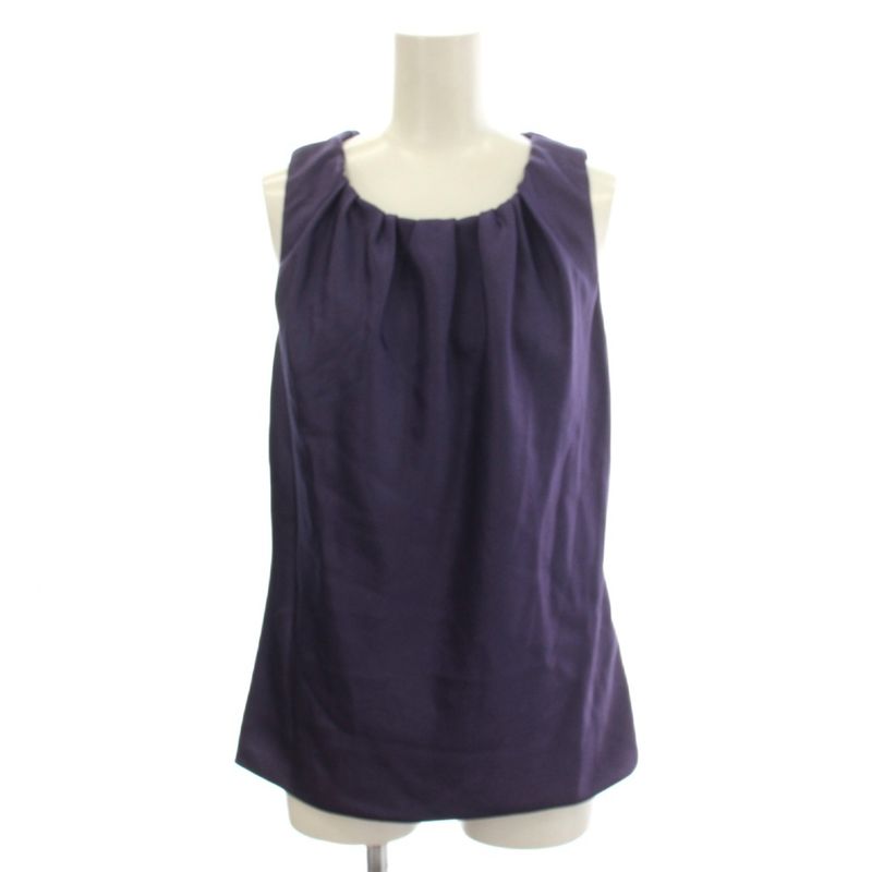 Celine Satin Sleeveless Blouse Top 38 Purple