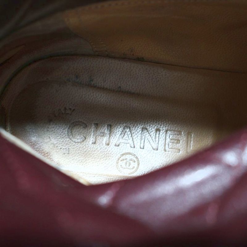 Chanel CC Logo Engineered Boots Middle Length Quilted Leather 39.5 Black