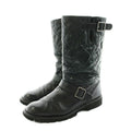 Chanel CC Logo Engineered Boots Middle Length Quilted Leather 39.5 Black