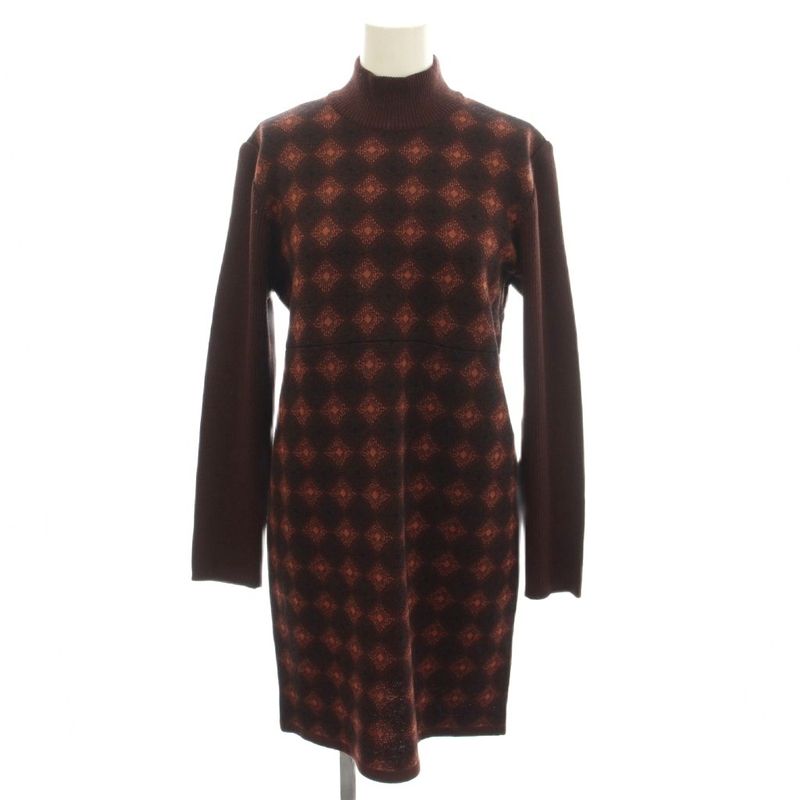 Saint Laurent Yves Knit Dress High Neck Knee Length