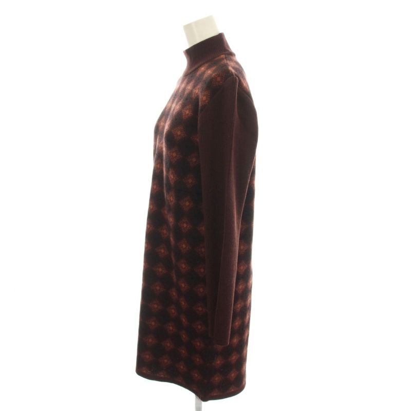 Saint Laurent Yves Knit Dress High Neck Knee Length