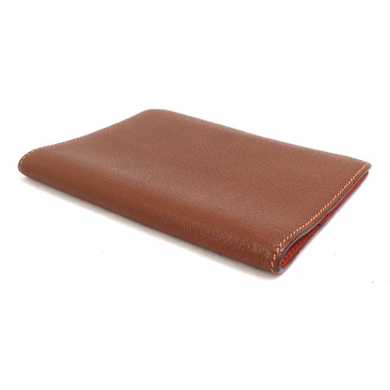 Hermes Notebook Cover Leather Brown Orange