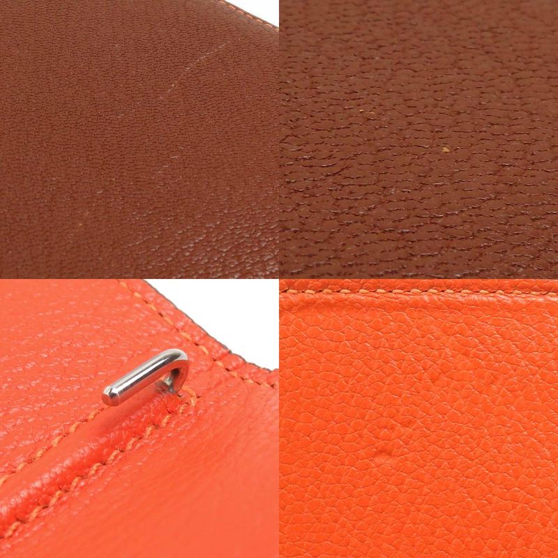Hermes Notebook Cover Leather Brown Orange