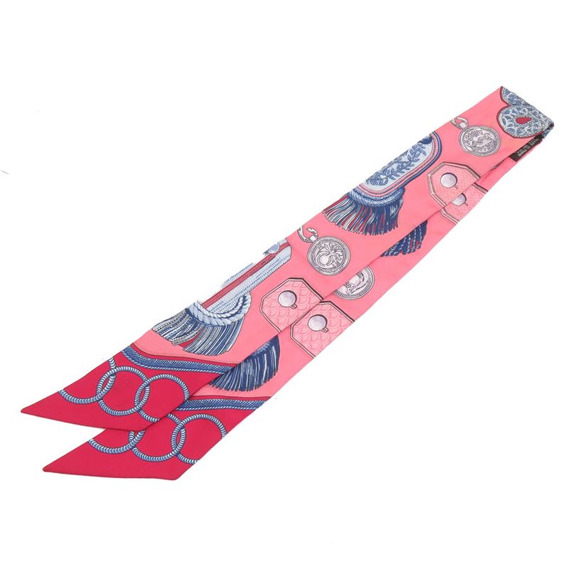Hermes Scarf Twirly Silk Pink Multicolor