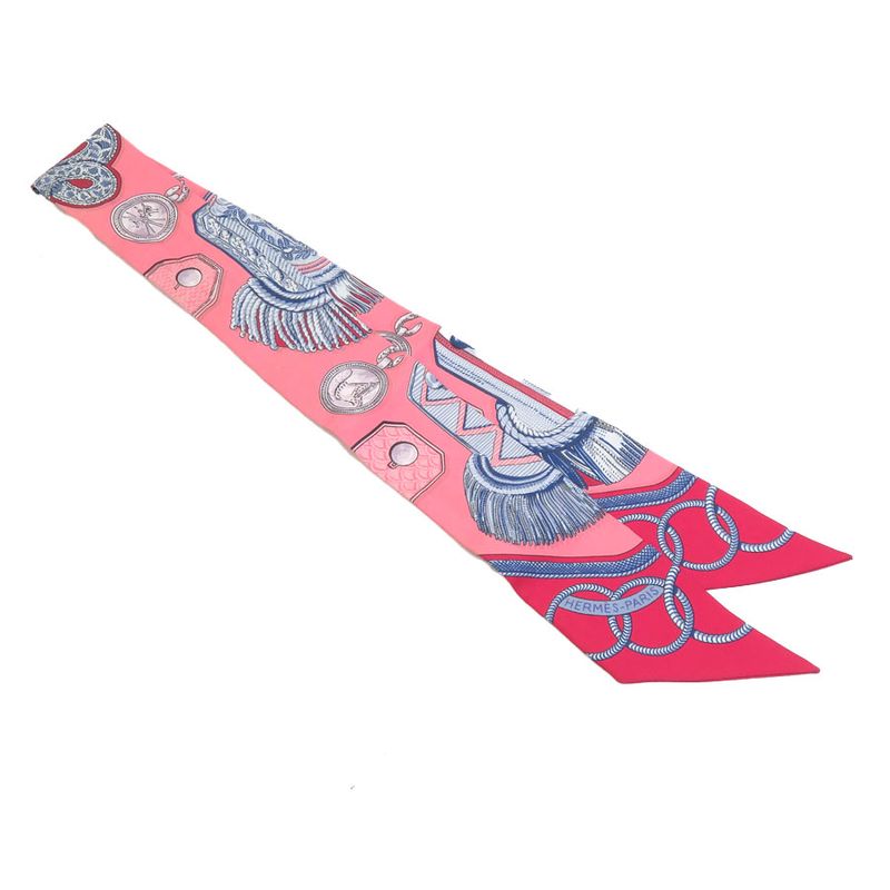 Hermes Scarf Twirly Silk Pink Multicolor