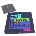 Saint Laurent YSL Yves Silk Scarf Mille Voeux de Bonheur Navy