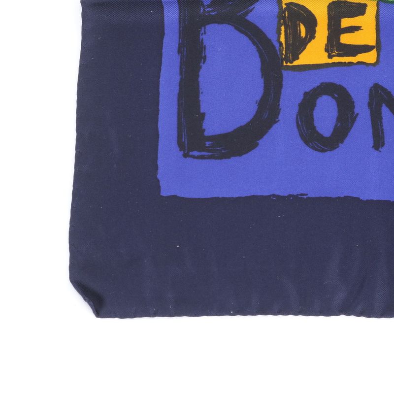 Saint Laurent YSL Yves Silk Scarf Mille Voeux de Bonheur Navy