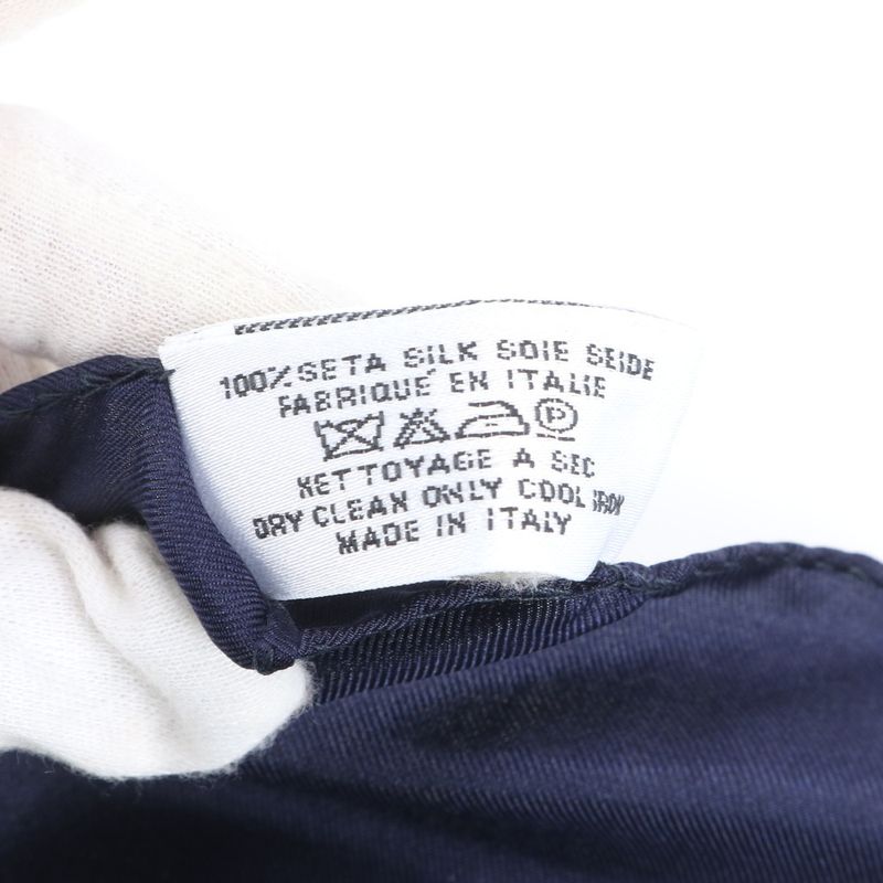 Saint Laurent YSL Yves Silk Scarf Mille Voeux de Bonheur Navy