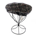 Chanel Beret Hat Tweed CC Logo Wool M Gray