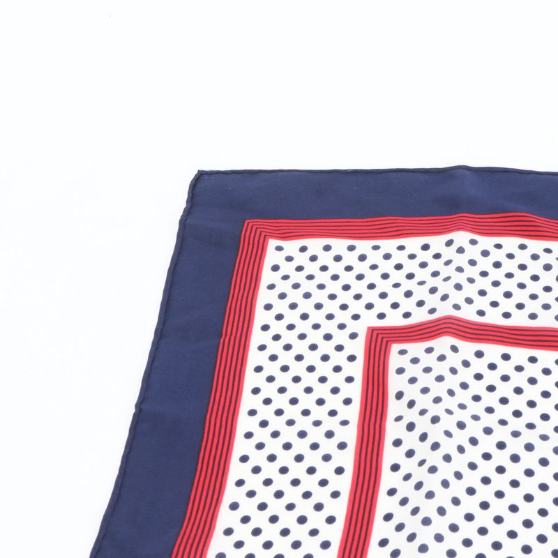 Saint Laurent YSL Yves Dot Polka Dot Scarf Large Shawl Navy Rue X White Red
