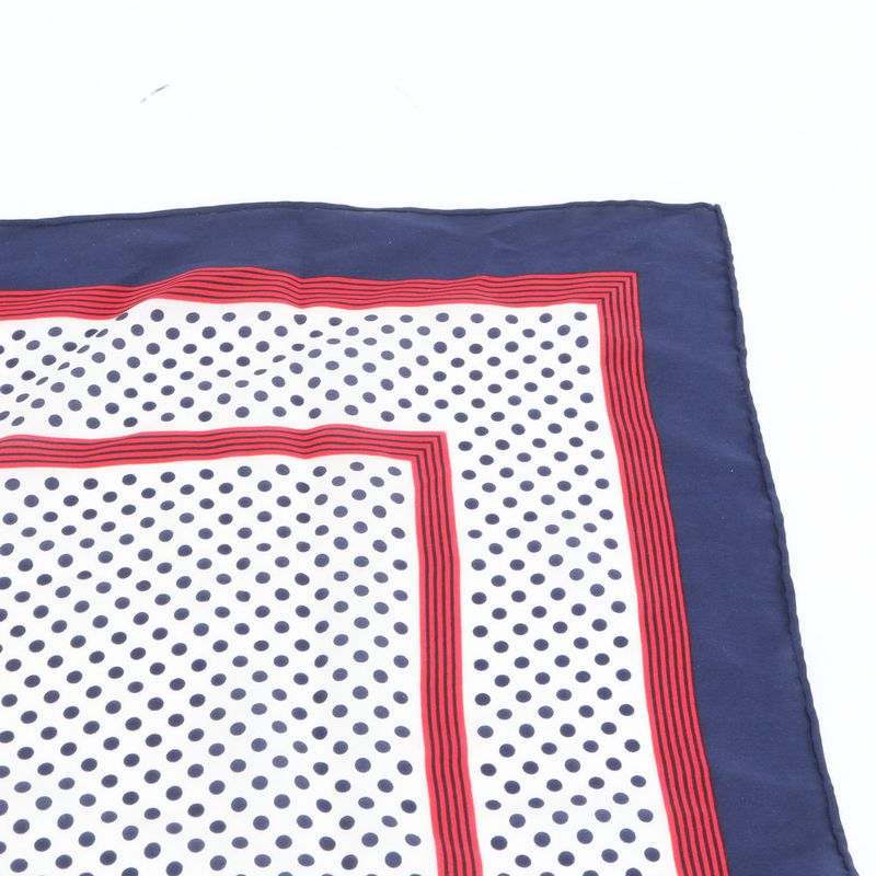 Saint Laurent YSL Yves Dot Polka Dot Scarf Large Shawl Navy Rue X White Red