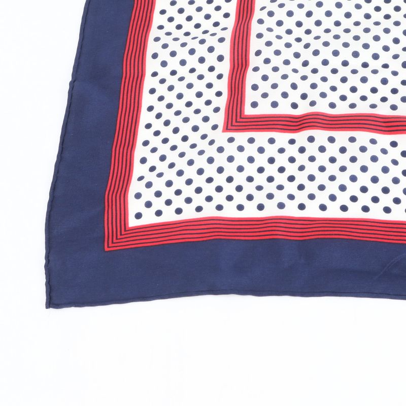 Saint Laurent YSL Yves Dot Polka Dot Scarf Large Shawl Navy Rue X White Red