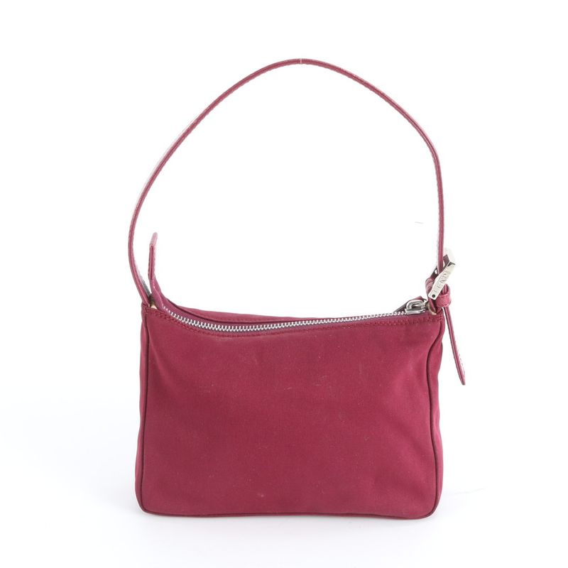 Fendi FF Leather Shoulder Bag Pouch Silver