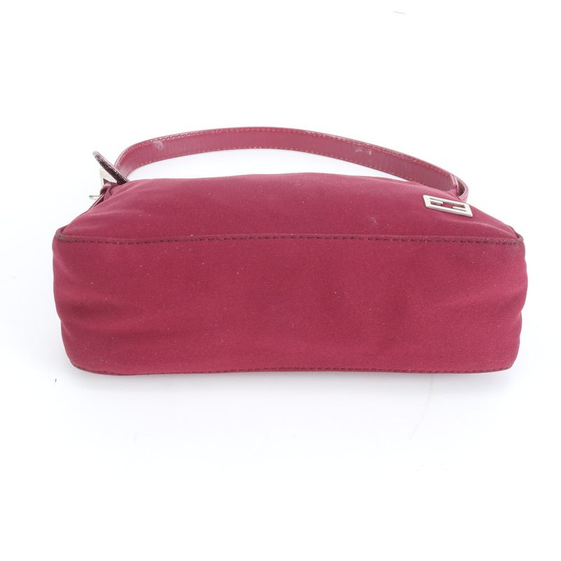 Fendi FF Leather Shoulder Bag Pouch Silver