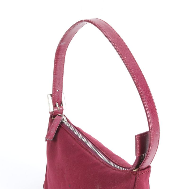 Fendi FF Leather Shoulder Bag Pouch Silver