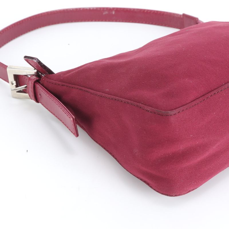 Fendi FF Leather Shoulder Bag Pouch Silver
