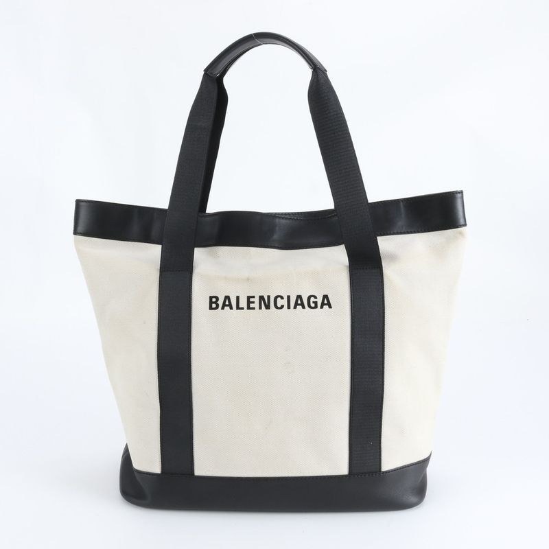 Balenciaga Navy Tote Leather Shoulder Hand A4 Black White
