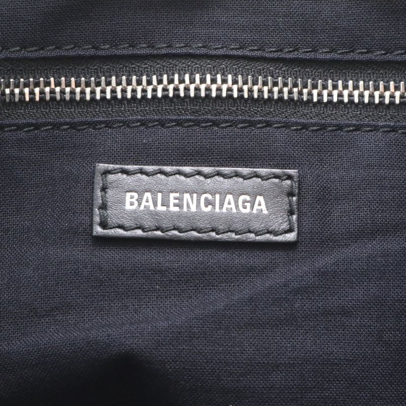 Balenciaga Navy Tote Leather Shoulder Hand A4 Black White