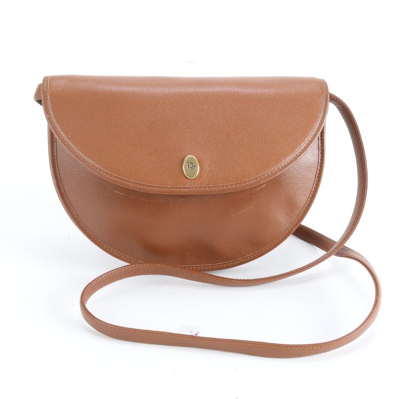 Dior Vintage Leather Shoulder Bag Crossbody Tote Brown Rue