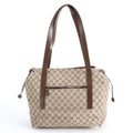Gucci GG Canvas Leather Tote Shoulder Hand Brown