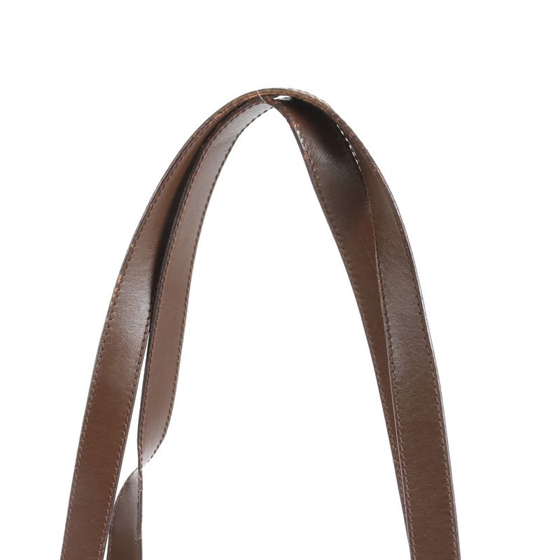Gucci GG Canvas Leather Tote Shoulder Hand Brown
