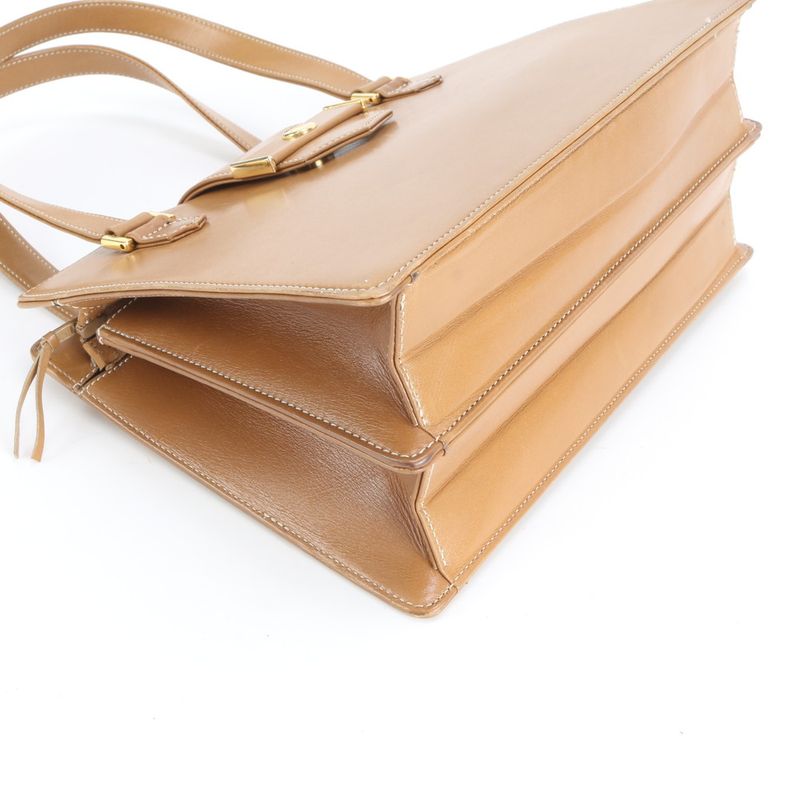 Dior Vintage Leather Handbag Tote Beige Gold