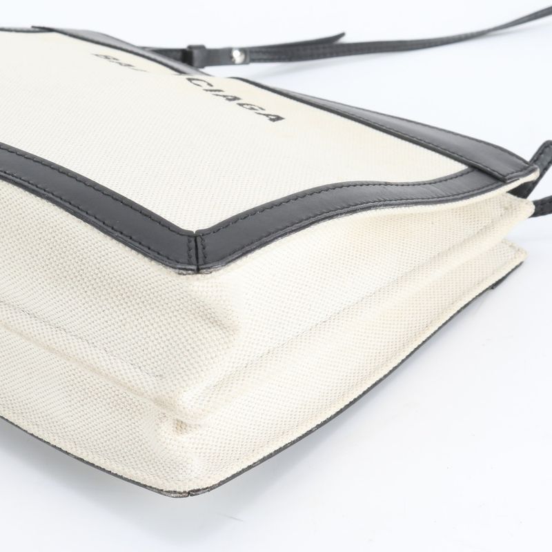 Balenciaga Navy Pochette Leather Shoulder Bag Crossbody Tote Beige Black