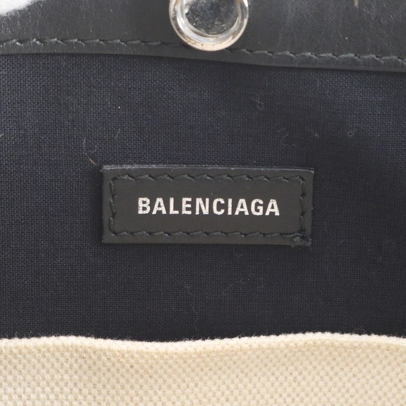 Balenciaga Navy Pochette Leather Shoulder Bag Crossbody Tote Beige Black