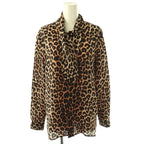 Saint Laurent Paris Silk Tie Blouse Beige Black