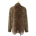 Saint Laurent Paris Silk Tie Blouse Beige Black