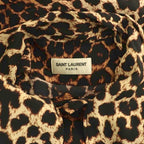Saint Laurent Paris Silk Tie Blouse Beige Black