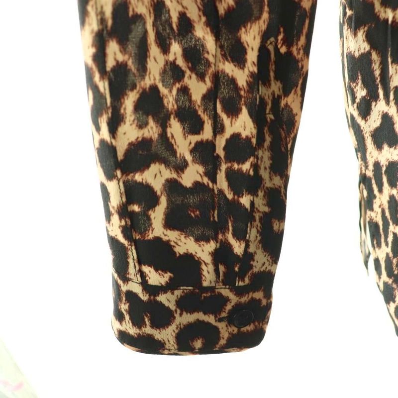Saint Laurent Paris Silk Tie Blouse Beige Black