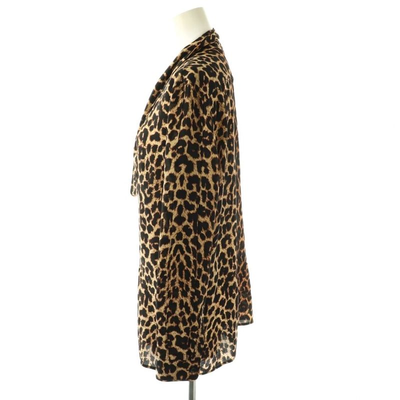 Saint Laurent Paris Silk Tie Blouse Beige Black